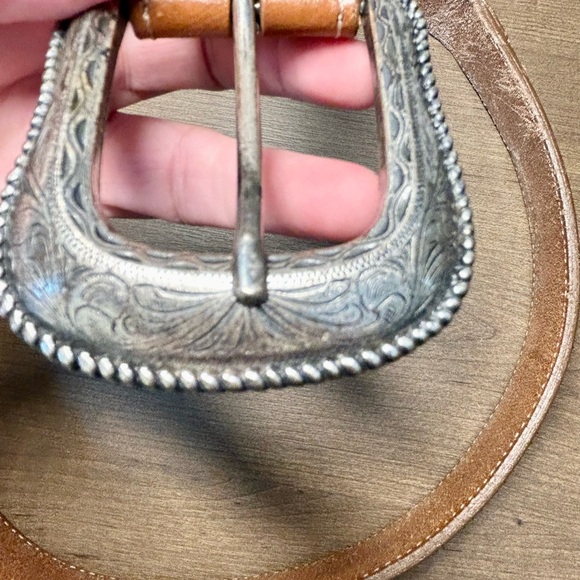 Wrangler men’s belt leather with decorative weave silver tone buckle size 38 - Picture 6 of 13